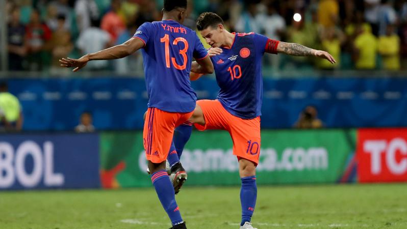 James Rodriguez and Yerry Mina