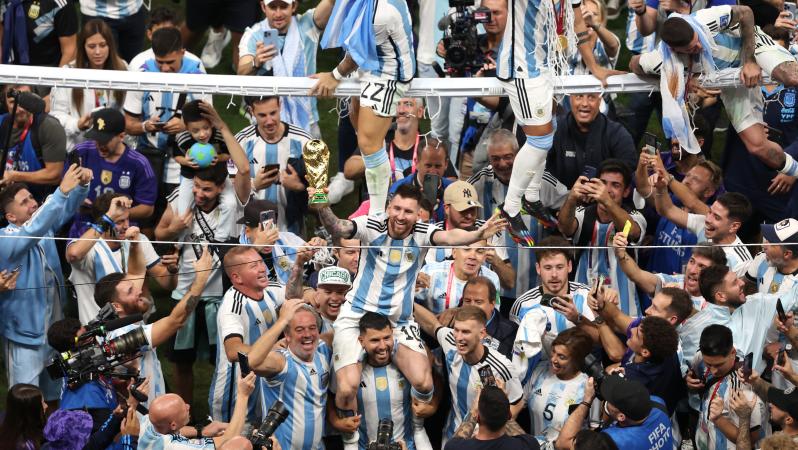 Lionel Messi World Cup trophy celebration
