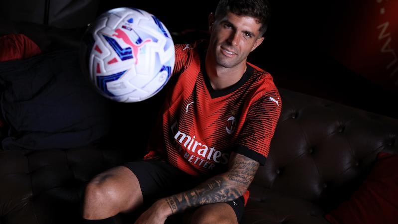 Christian Pulisic in a photoshoot for AC Milan