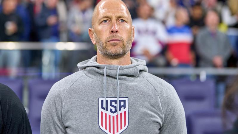 Gregg Berhalter looks on before the USMNT's match against Ghana