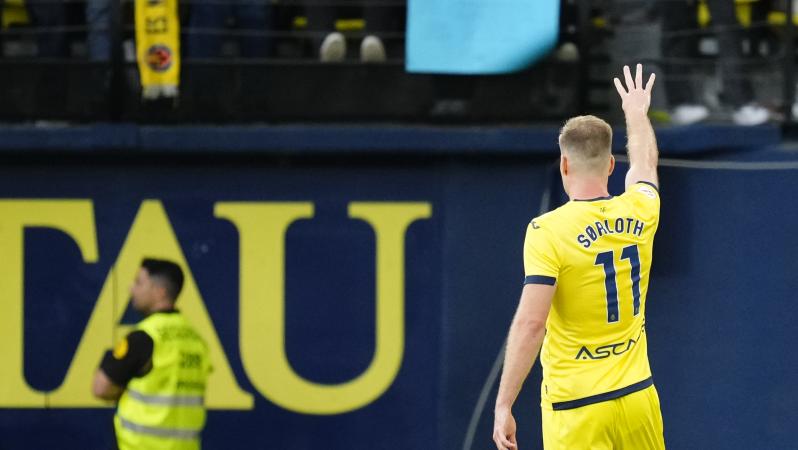 Alexander Sorloth celebrates his fourth goal vs. Real Madrid