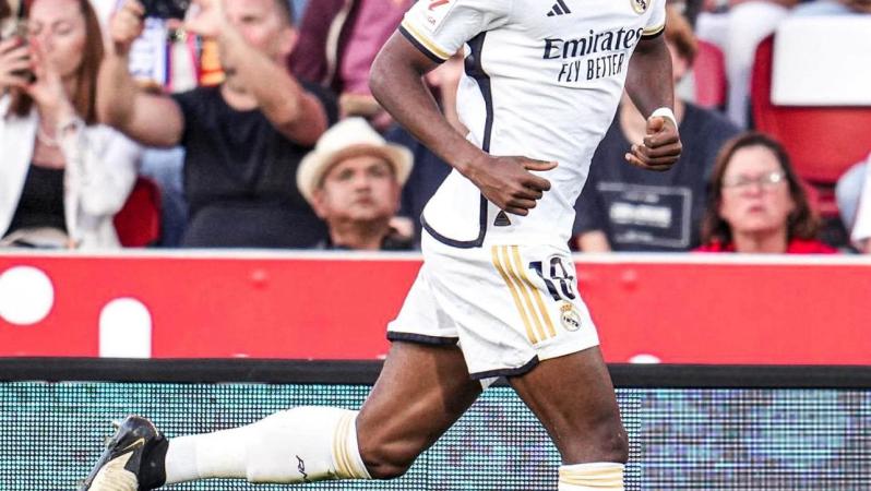 Aurelien Tchouameni celebrates goal vs. Mallorca