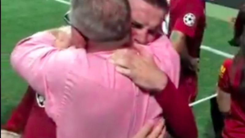 Jordan Henderson crying with dad