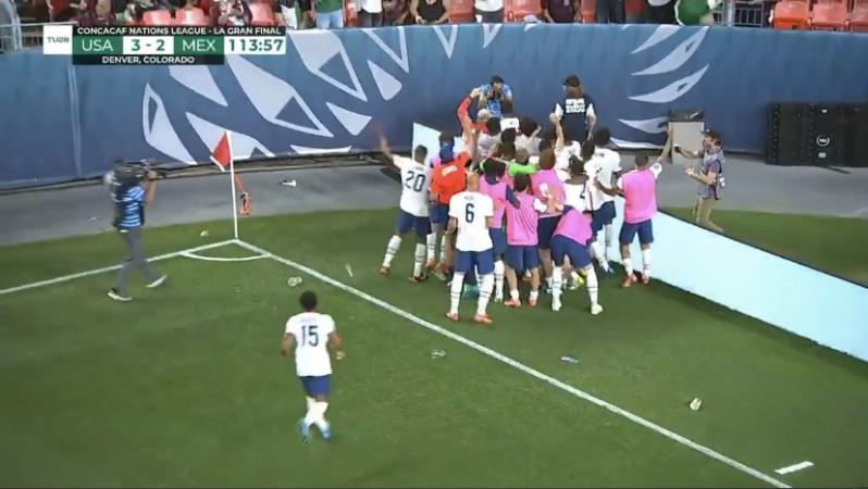 Mexico fans throwing bottles