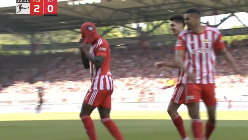 Sheraldo Becker Spider-Man mask celebration