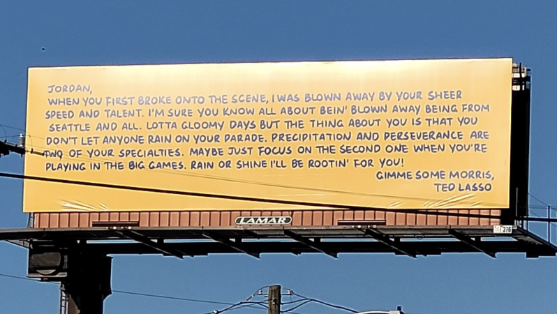 Ted Lasso puts up billboards to support the USMNT