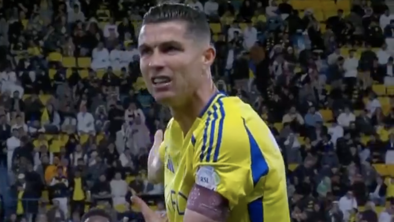 Cristiano Ronaldo kicks ball into stands