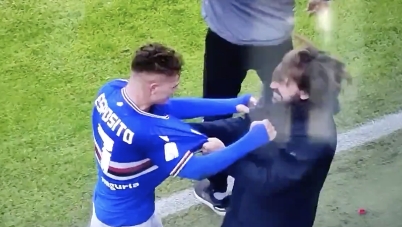 Sampdoria player shakes Pirlo