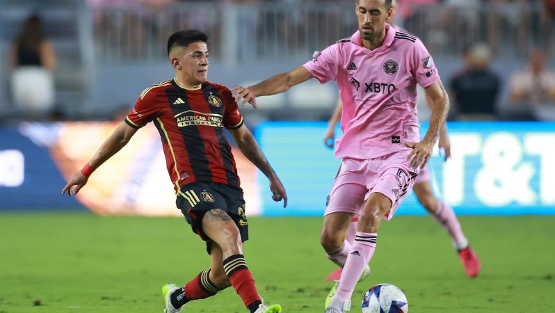 Thiago Almada and Sergio Busquets