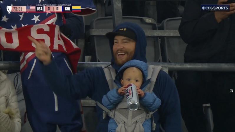 Viral baby holding Truly can in USWNT match against Colombia