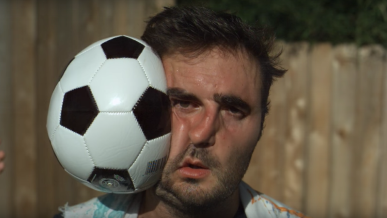 Slow Motion Soccer Ball Hitting Face