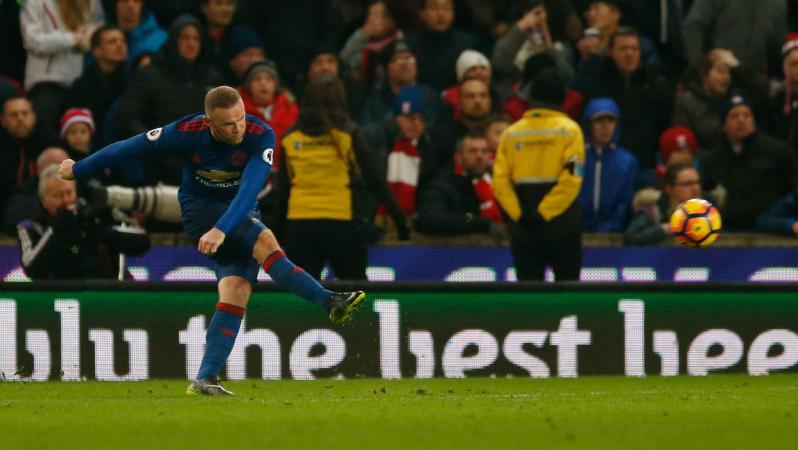 Wayne Rooney Breaks Manchester United and Sir Bobby Charlton's scoring record with a free kick to make it 250 goals