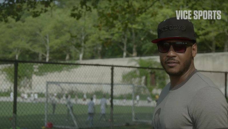 Carmelo Anthony Visits MLK High School Soccer Team in New York
