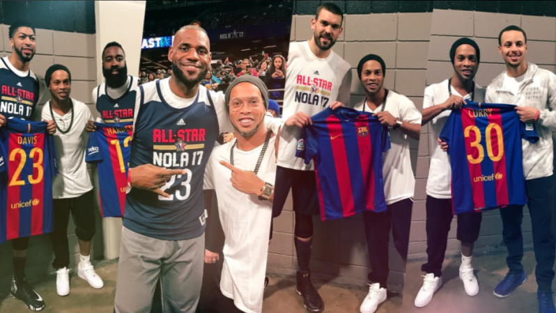 Ronaldinho at the NBA All Star Game 
