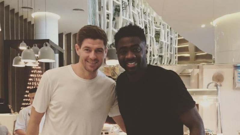 Steven Gerrard and Kolo Toure chant
