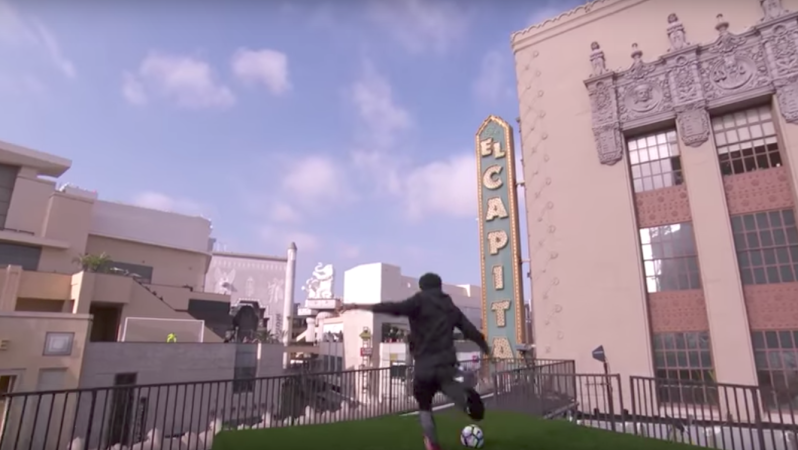 Neymar on Jimmy Kimmel Kicking Across Street