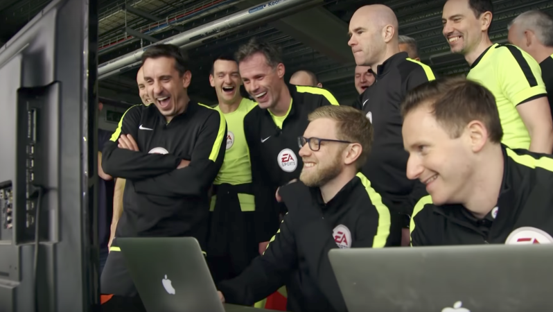 Gary Neville and Jamie Carragher Try To Be Linesmen 