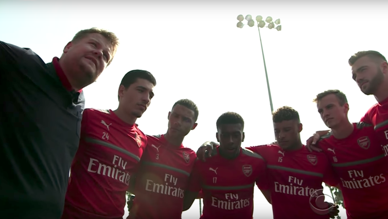James Corden Arsenal, James Corden coaches Arsenal