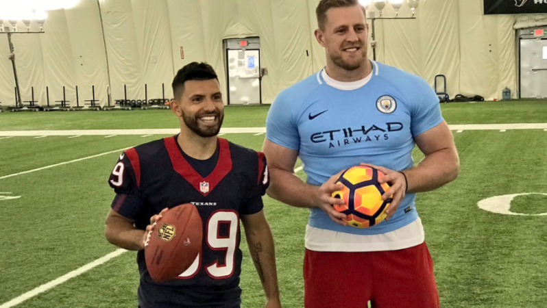 Sergio Aguero visits Houston Texans