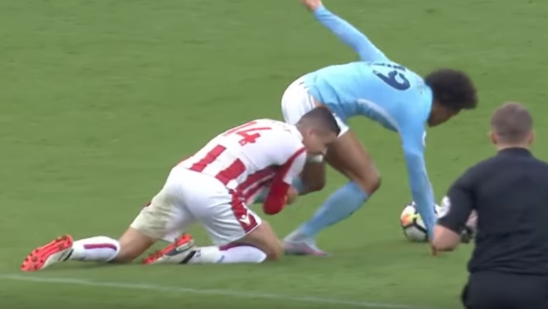 Sane Getting Dragged Down by his Shorts