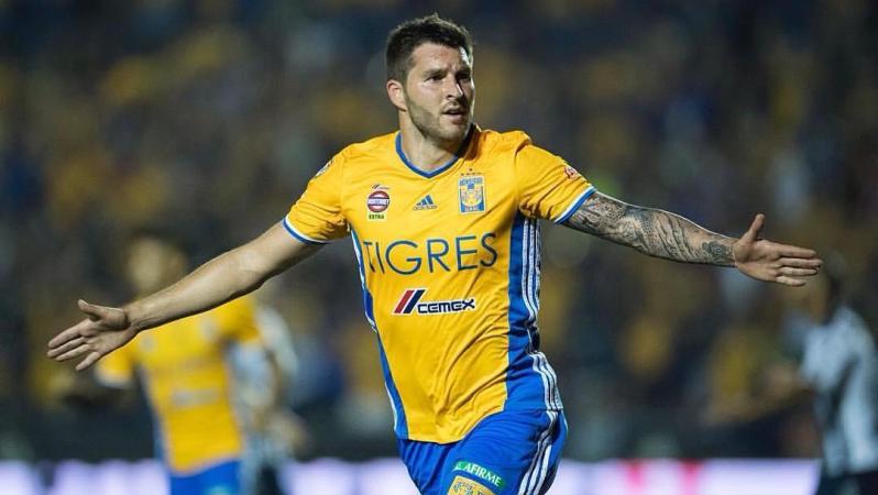 Andre-Pierre Gignac celebrates a goal for Tigres