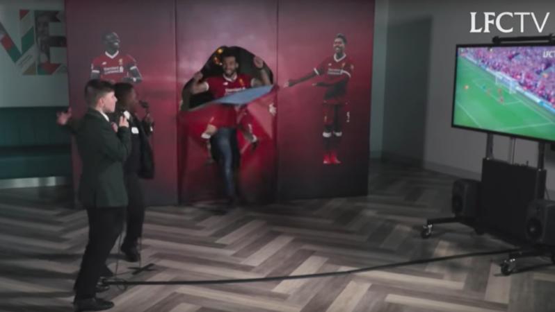 Mo Salah surprises kids by busting through a wall