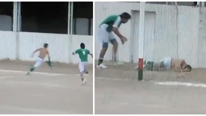 Guy Celebrates Goal Then Knocks Himself Out