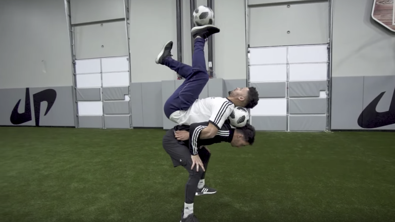 Insane Football vs. Football Trick Shots 