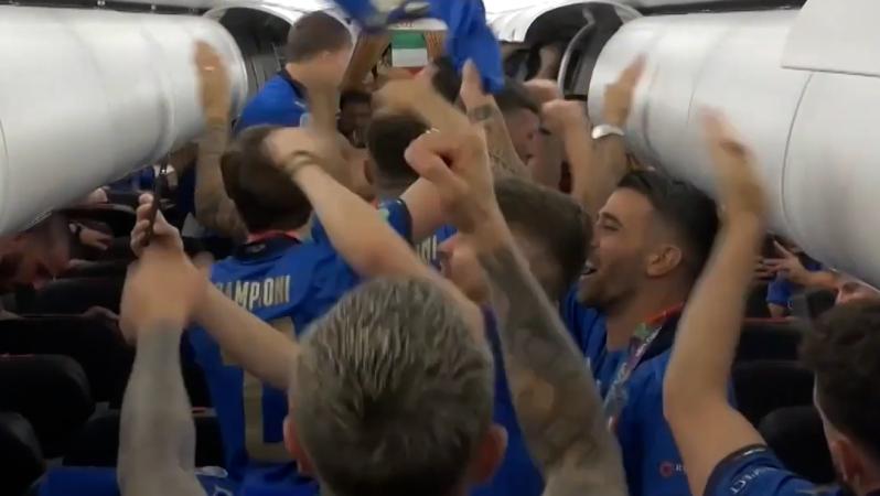 Italy Celebrates on Plane