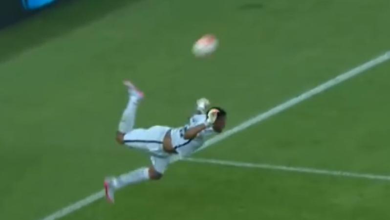 Goalkeeper scorpion kick