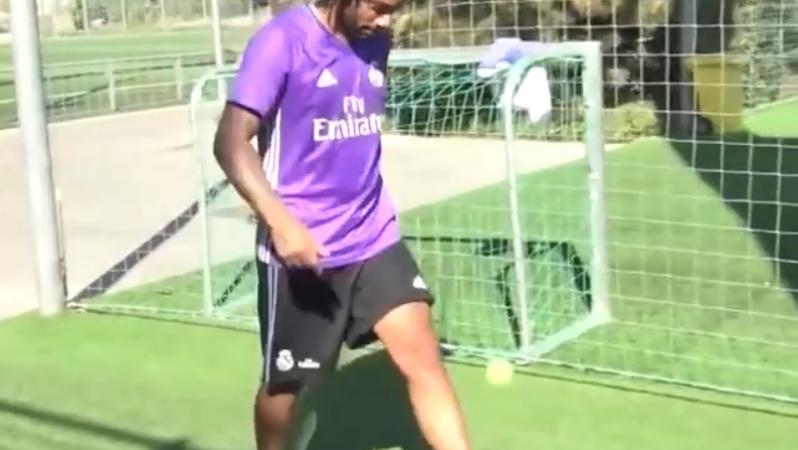 Marcelo juggles tennis ball