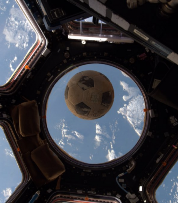 Soccer ball that was on Challenger, returns to space 