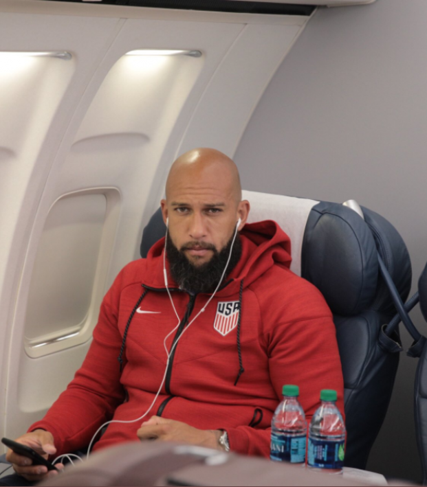 Tim Howard on USA Gold Cup Plane