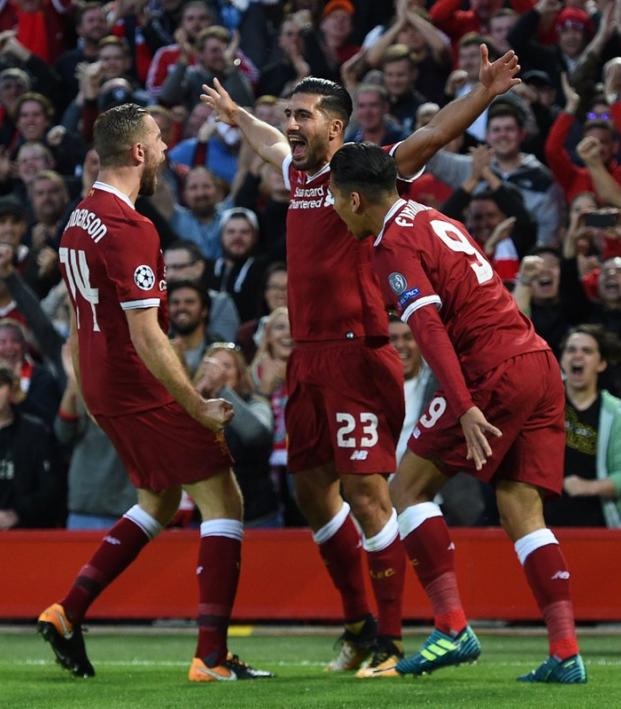 Liverpool Celebrate Emre Can Champions League Goal