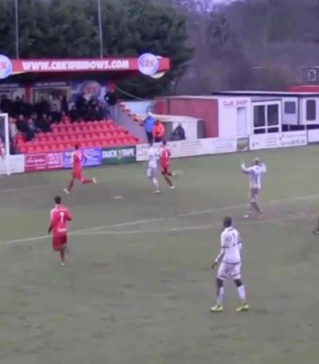 Goalkeeper bombs a punt that ends up in the back of the net during injury time