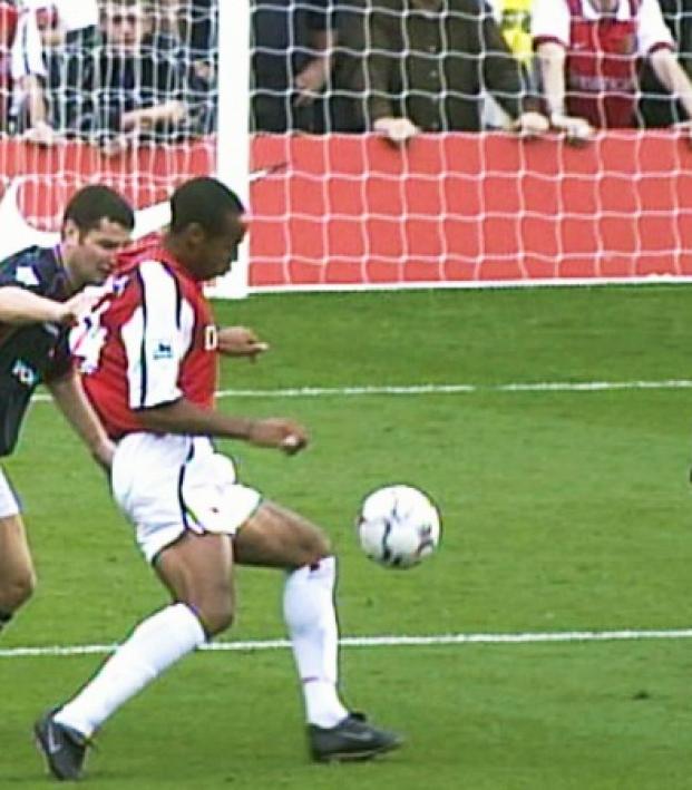 Thierry Henry moments before his wonder goal Henry flicks the ball up before his volley