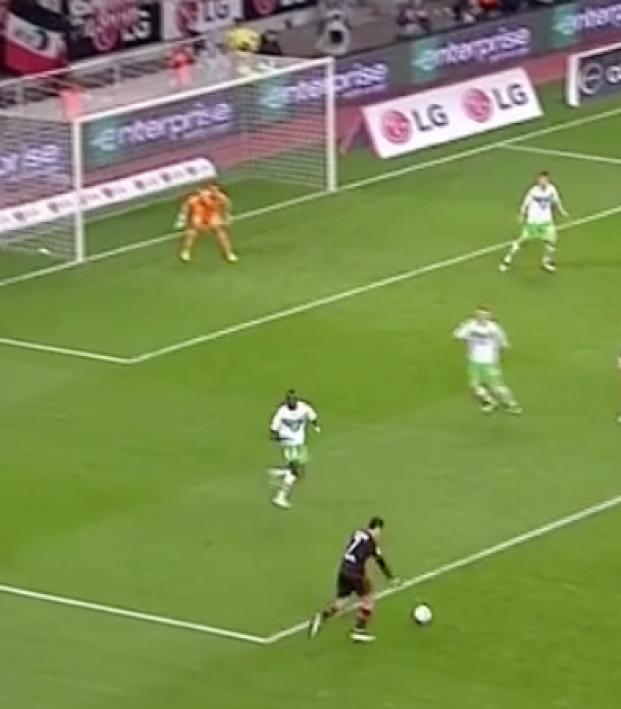 Chicharito's curling effort puts Bayern Leverkusen up 2 - 0. 