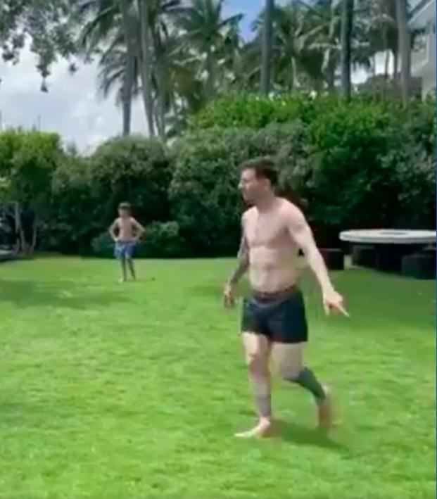 Lionel Messi family playing soccer