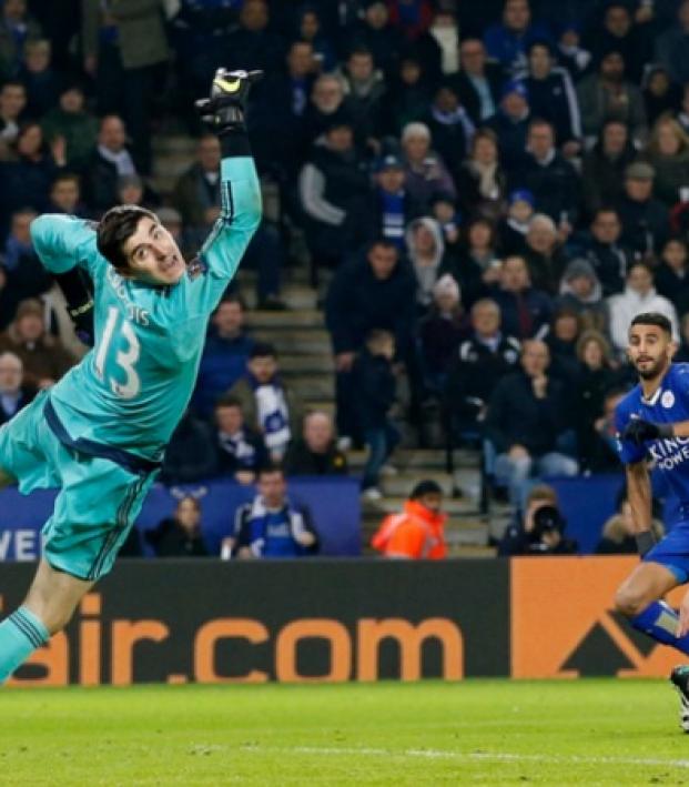 Mahrez shot soars past Chelsea goalkeeper Courtois