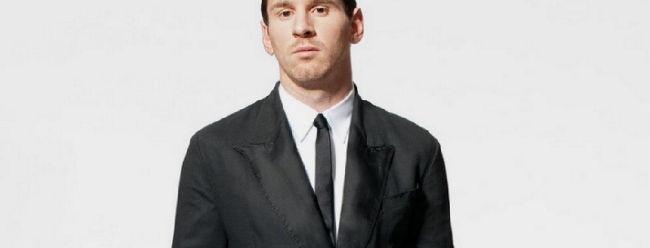 How much is Lionel Messi paid? His net worth and salary can buy him a lot of suits like the one shown here.