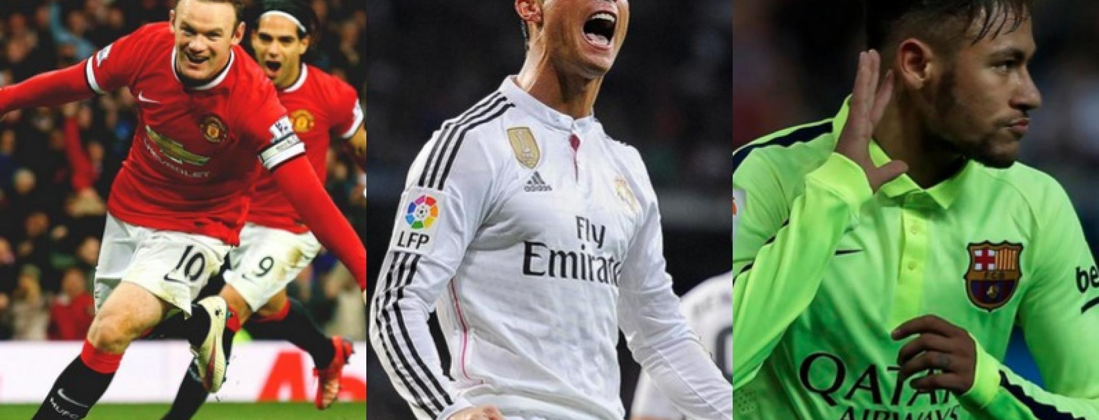 Highest paid players: Neymar, Rooney, Ronaldo