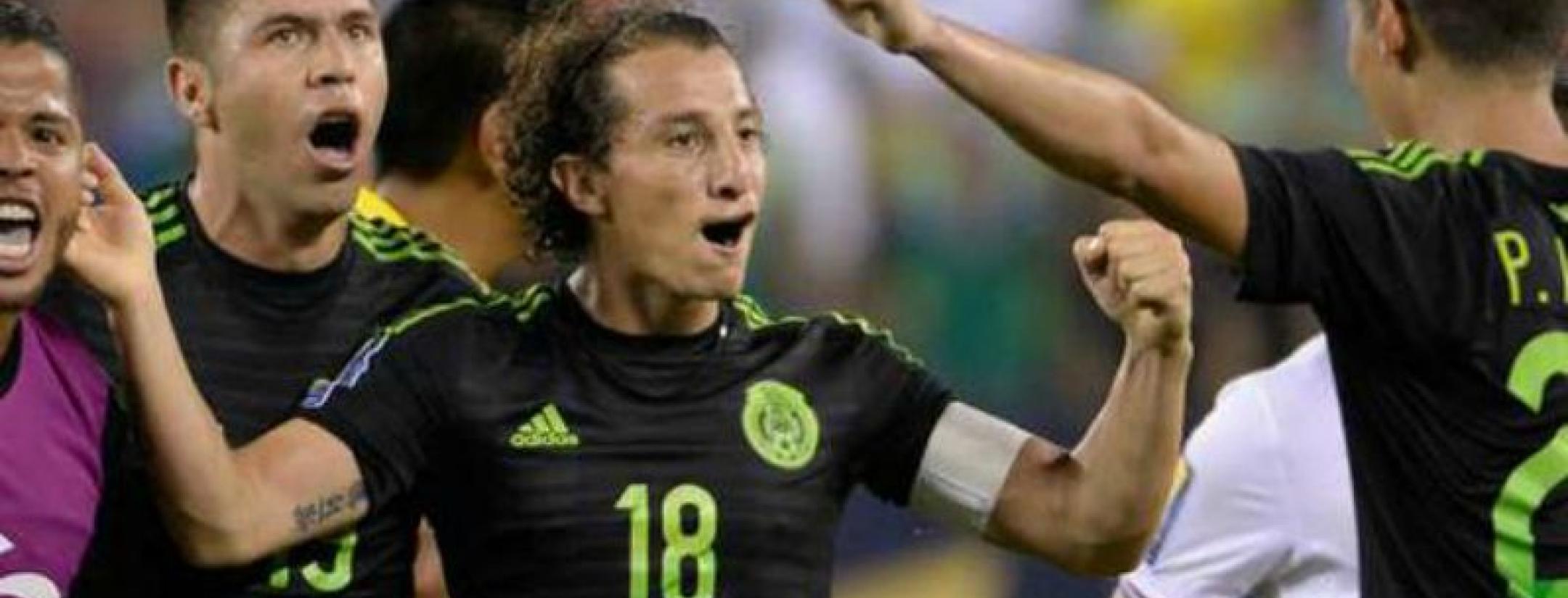 Andres Guardado scores for Mexico.