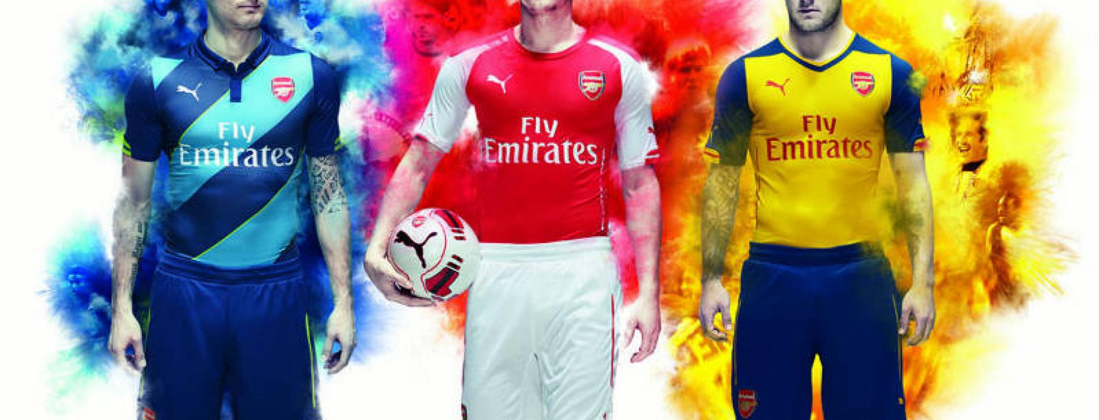 Arsenal's home, away and 3rd kit designs, by Puma