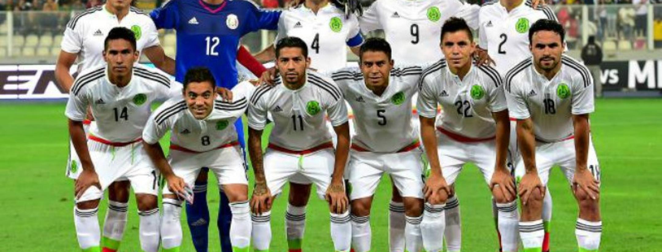 The side Mexico is sending to the Copa America is pictured in a pre match picture.
