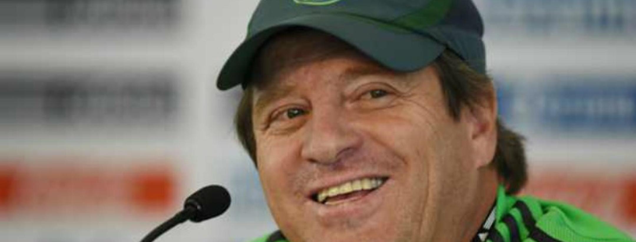 Miguel Herrera speaks at a press conference