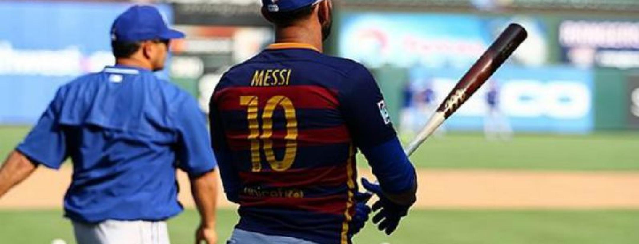 Jose Bautista acquires a Messi Jersey