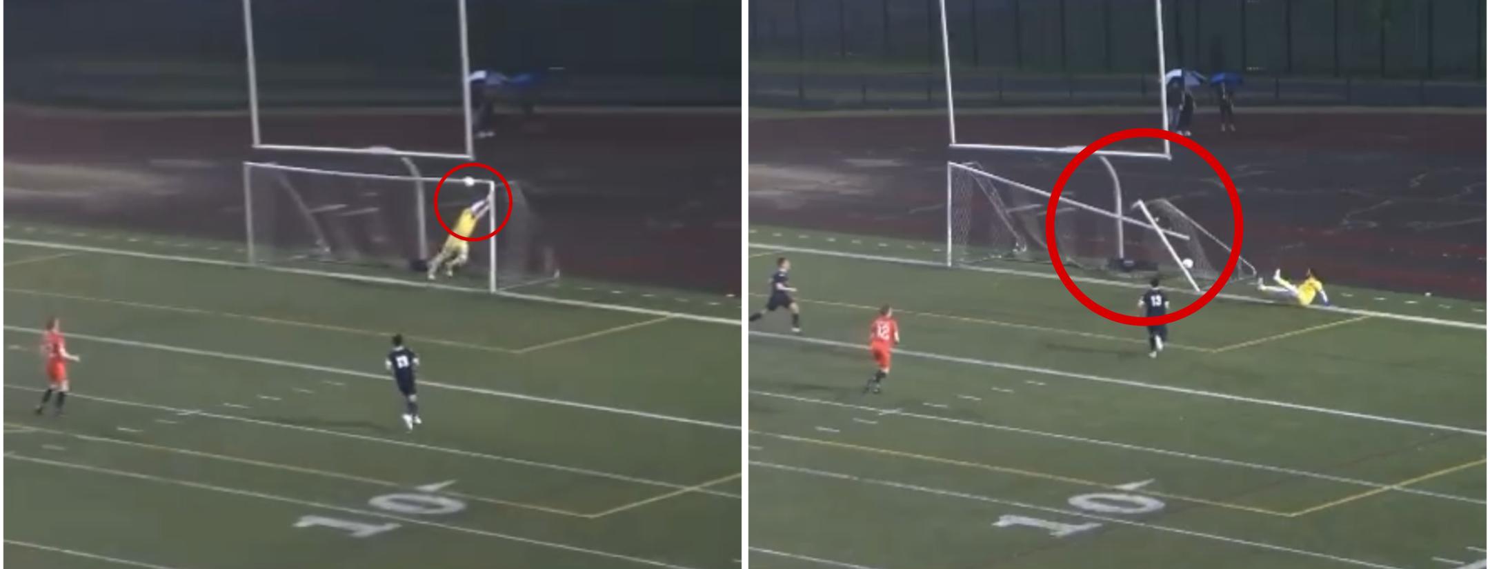 UPSL goalie breaks goal after making free kick save