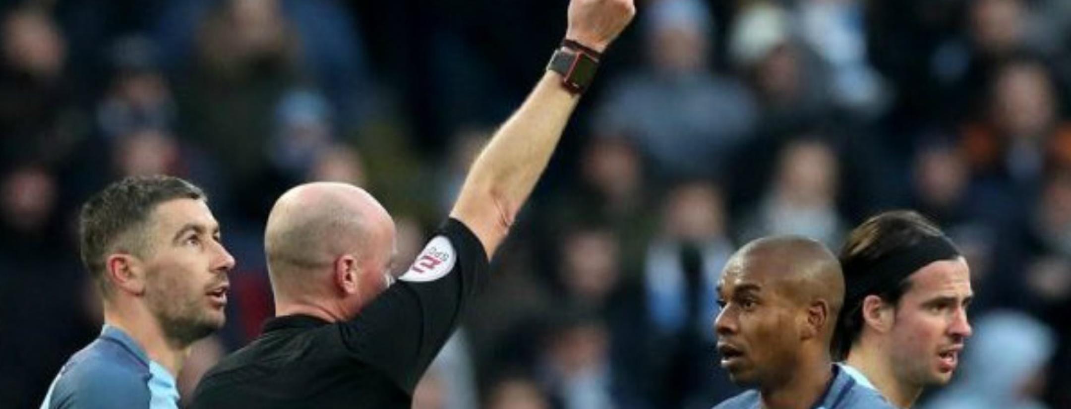 Fernandinho is given a straight red.