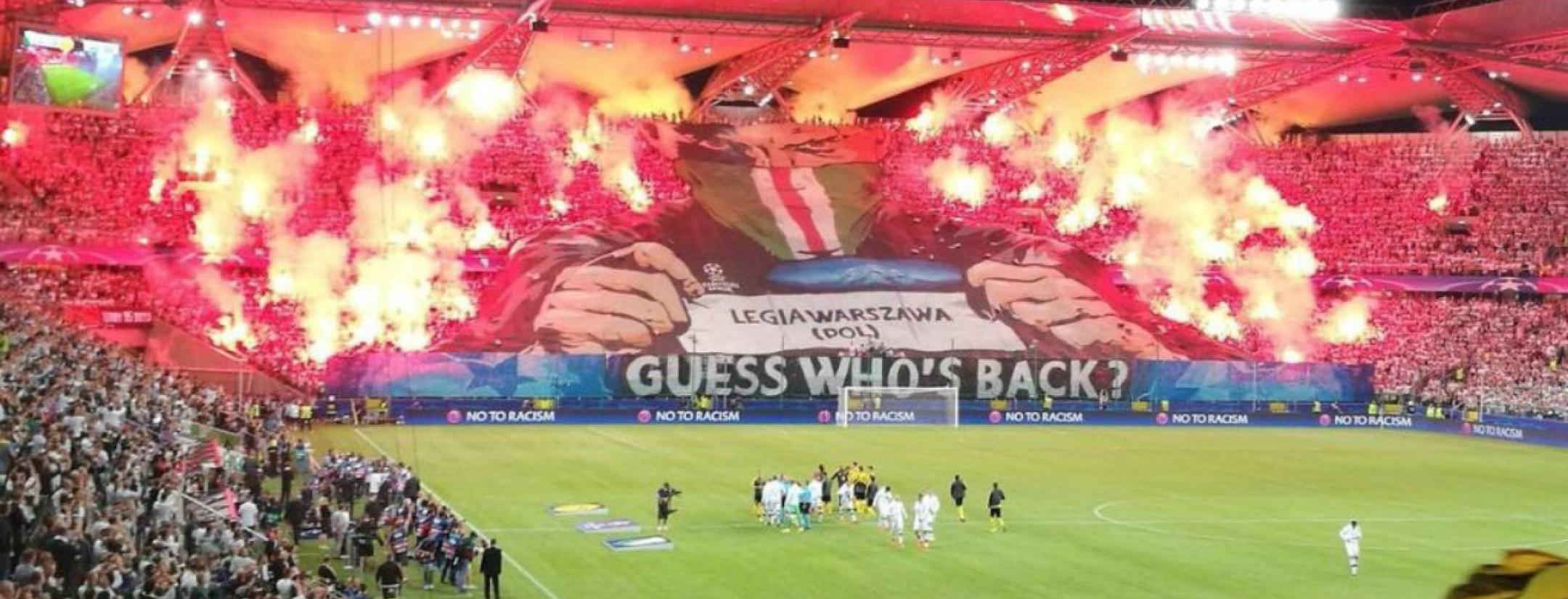 Legia Warsaw ultras pepper spray stewards.