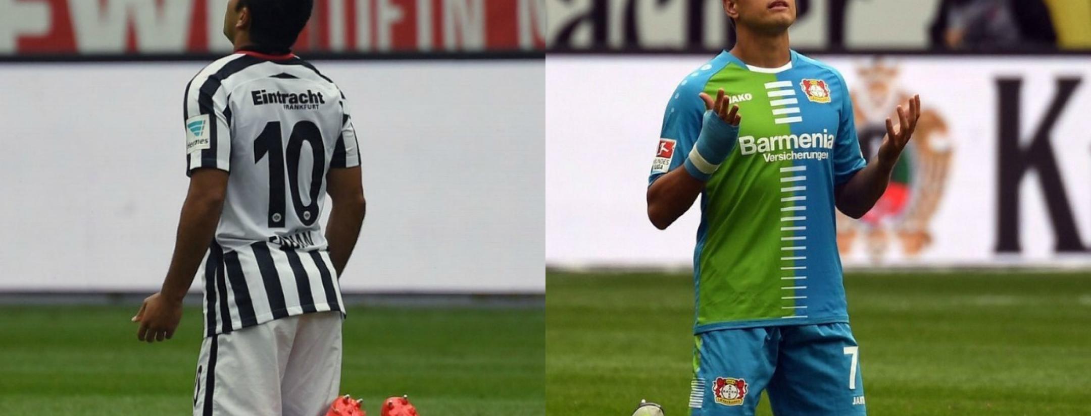 Marco Fabian and Chicharito face off in the Bundesliga.